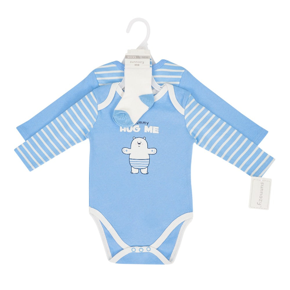Newborn 3-Piece Bodysuit Baby Set – Mommy Hug me (Newborn – 9 M)