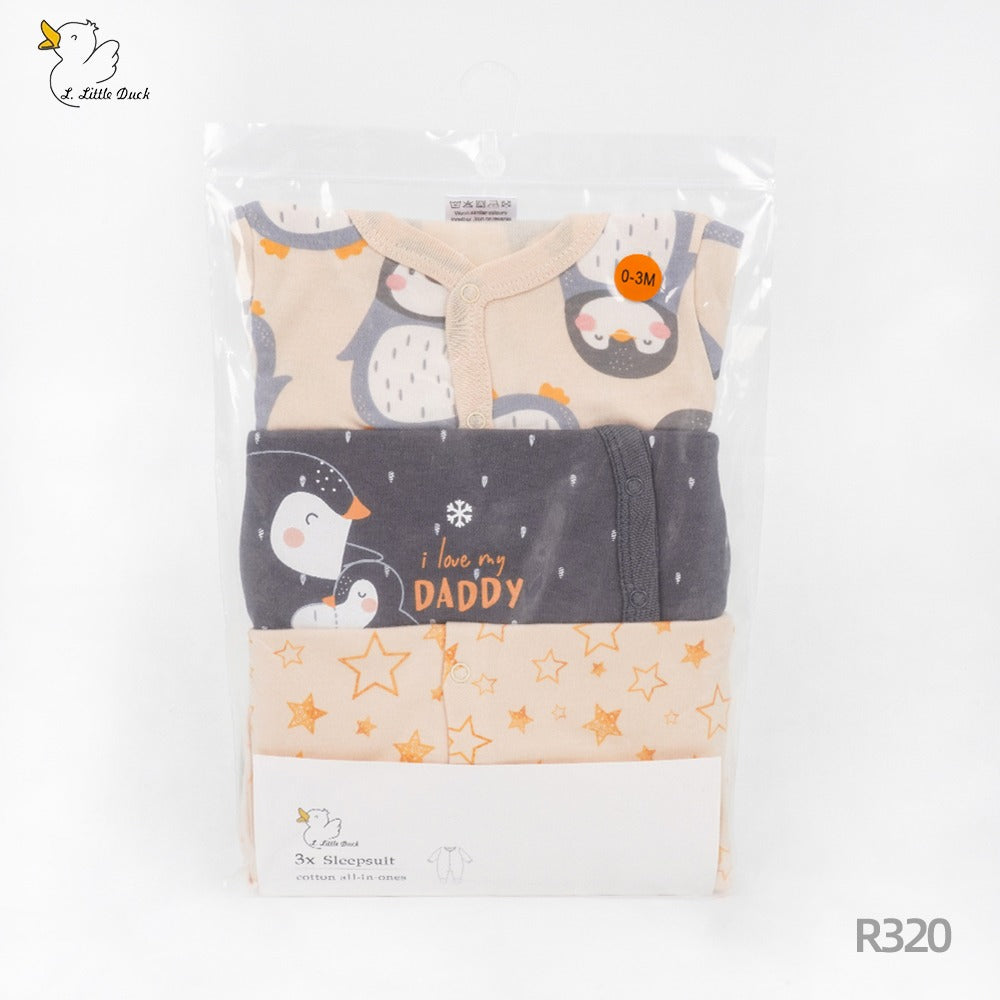 Newborn 3-Pack Baby Boy Sleepsuit Set – Little Penguin (Newborn – 6 M)