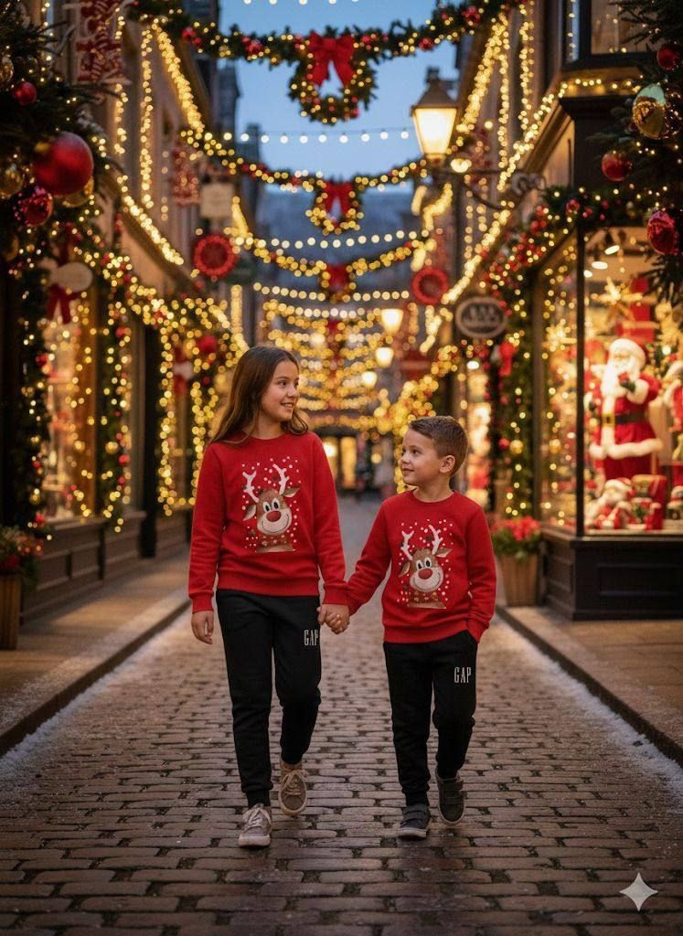 GAP Reindeer Christmas Red and Black Tracksuit Set- Kids Boys/Girls (3-12Y)