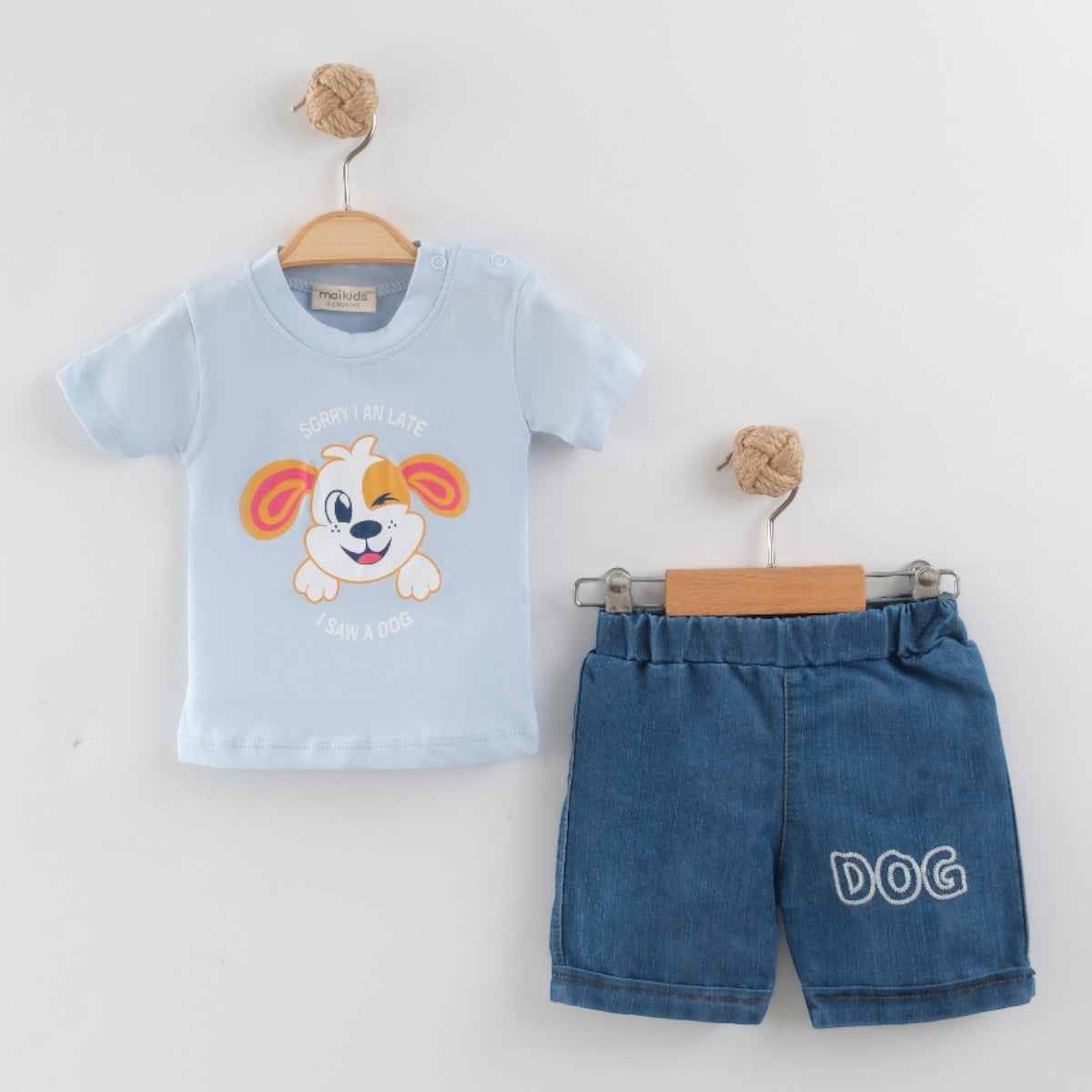 Sorry I'm Late Denim Dog Summer Set - Blue - Baby Boys (3 to 18M)