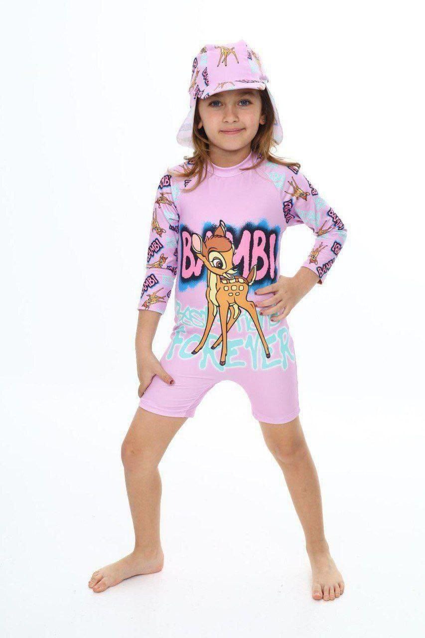 Disney Bambi Long-Sleeve Swimsuit and Sun Hat Set- Kids Girls (Ages 2-8)