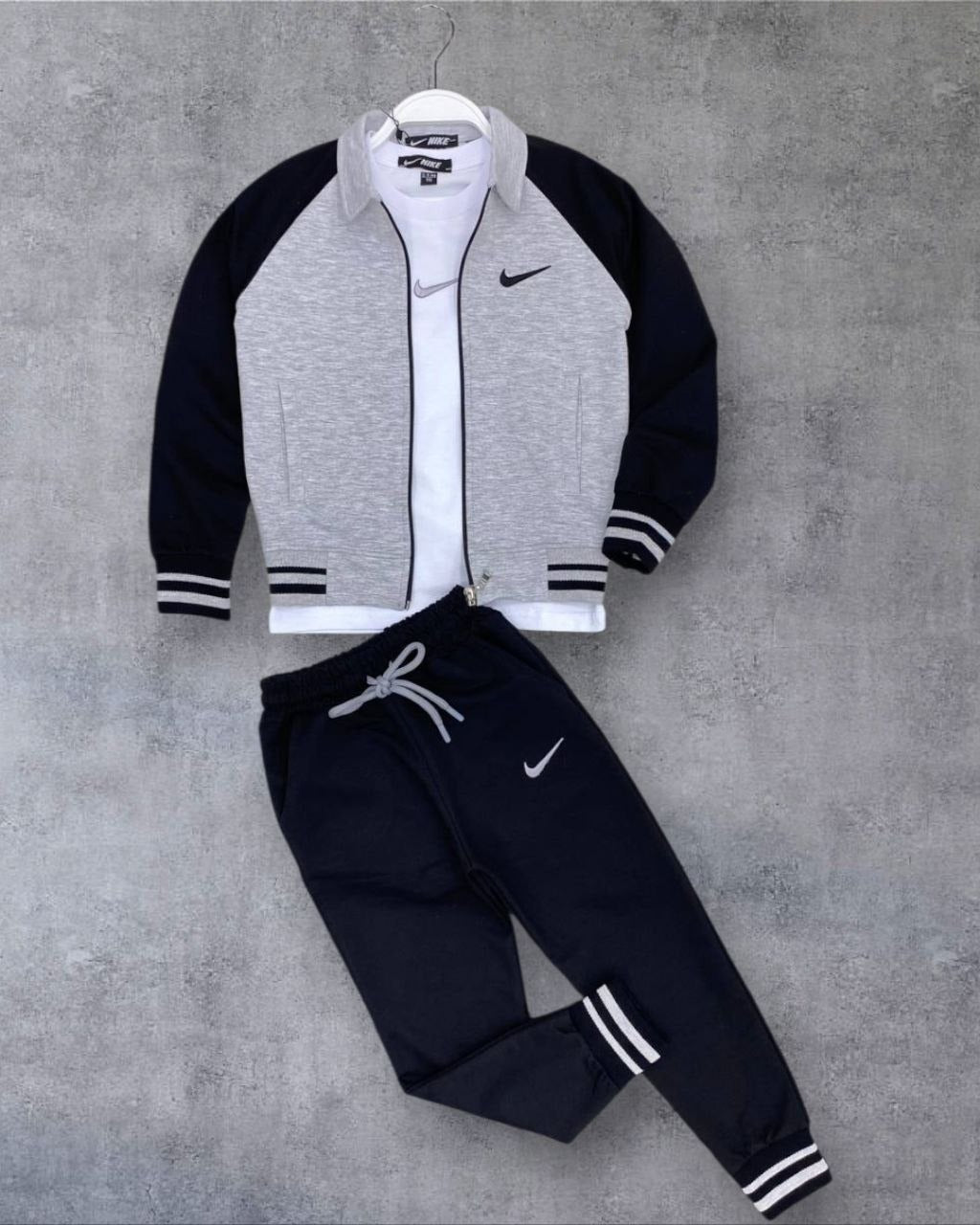 Grey Varsity 3-Piece Unisex Tracksuit Set (Premium Quality) – Boys/Girls (Ages 6 to16)