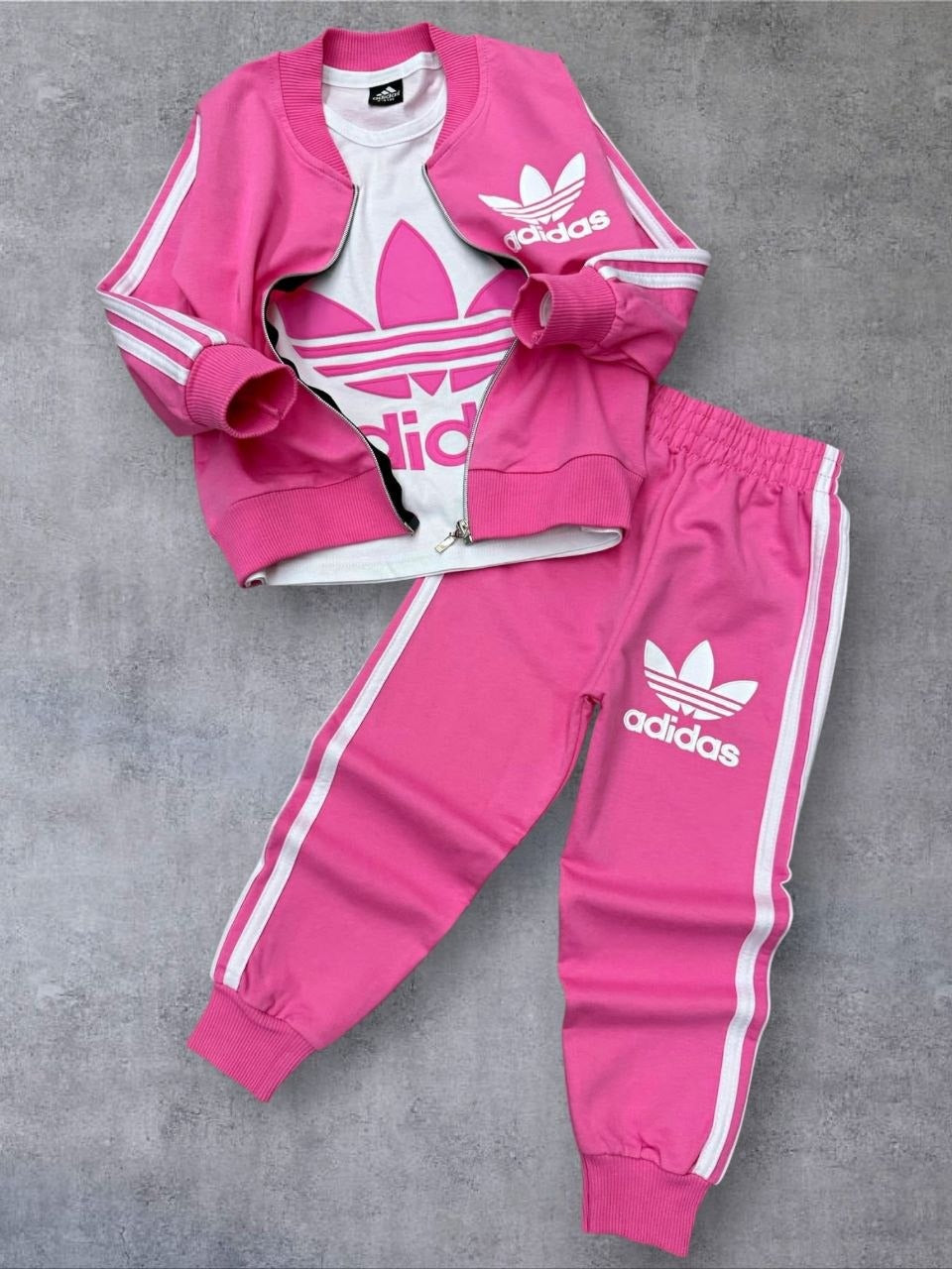 Pink Retro 3-Piece Tracksuit Autumn Set - Kids Girls (3 -10Y)