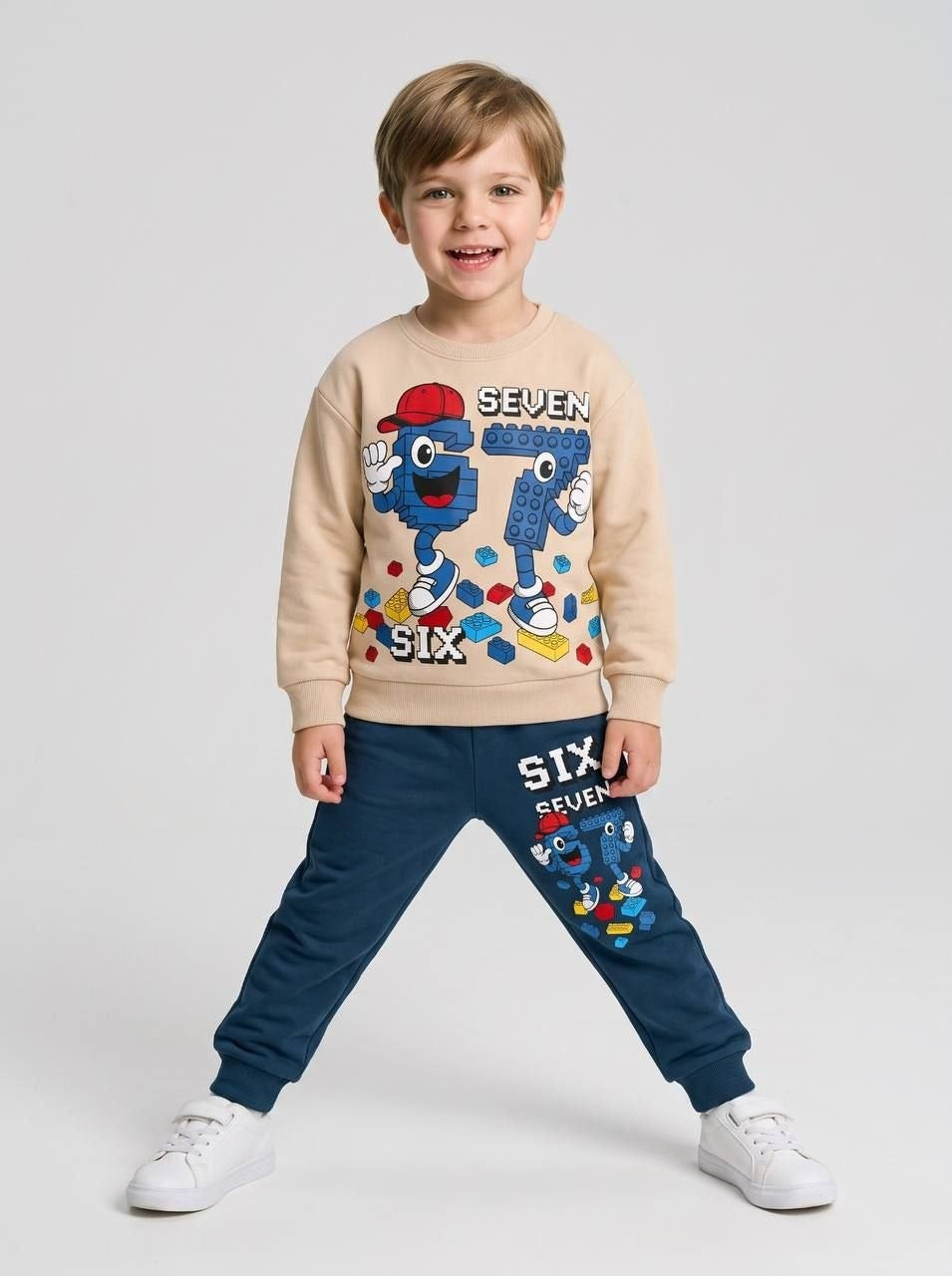 Building Block Character Sweatshirt and Joggers Kids Set- Boys (3-10Y)
