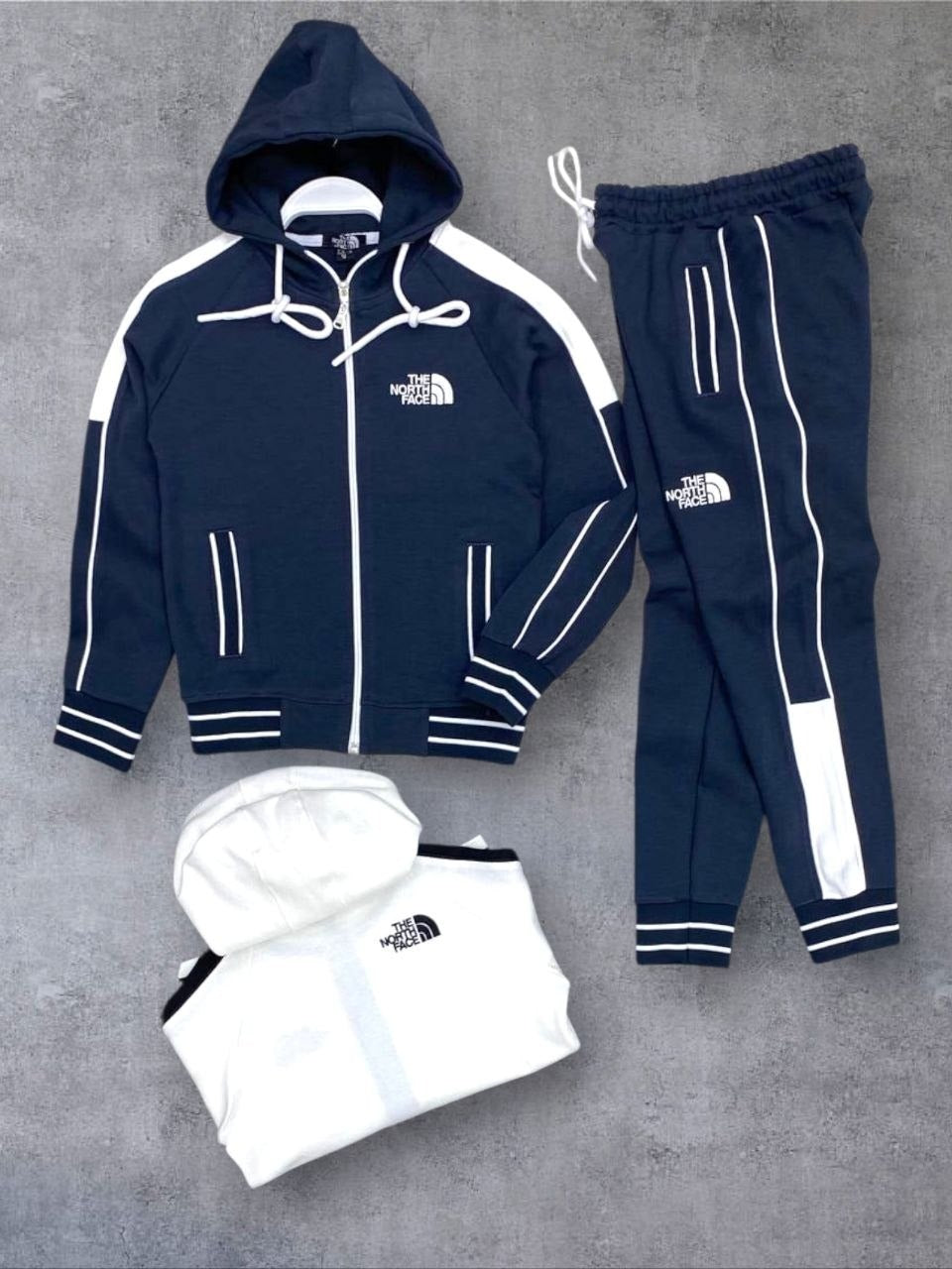 Premium Navy and White 3-Piece Zip-Up Hoodie NF Tracksuit Set- Boys (7-16Y)