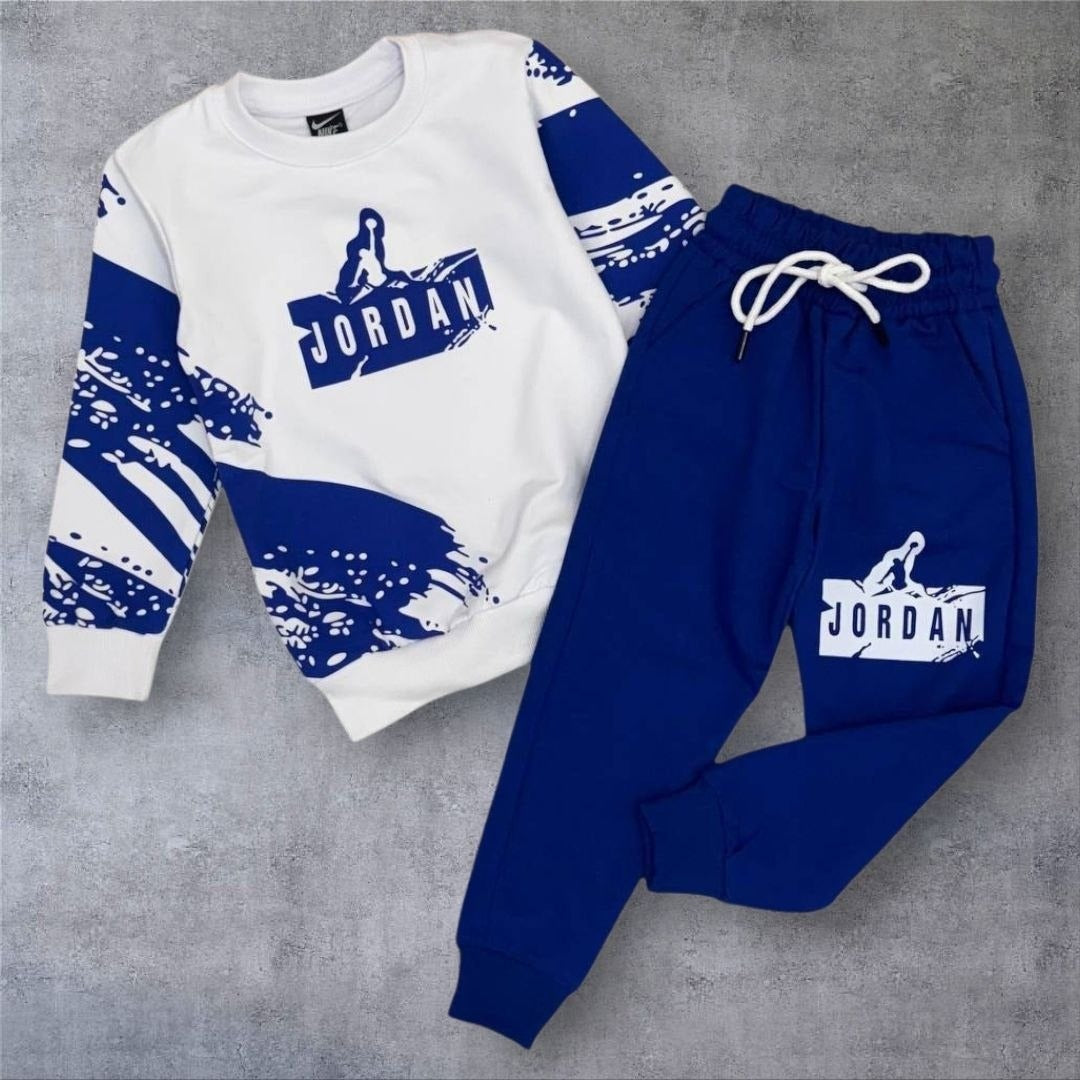 Jordan Blue and White Paint-Splash Tracksuit- Kids Boys (3 -12Y)