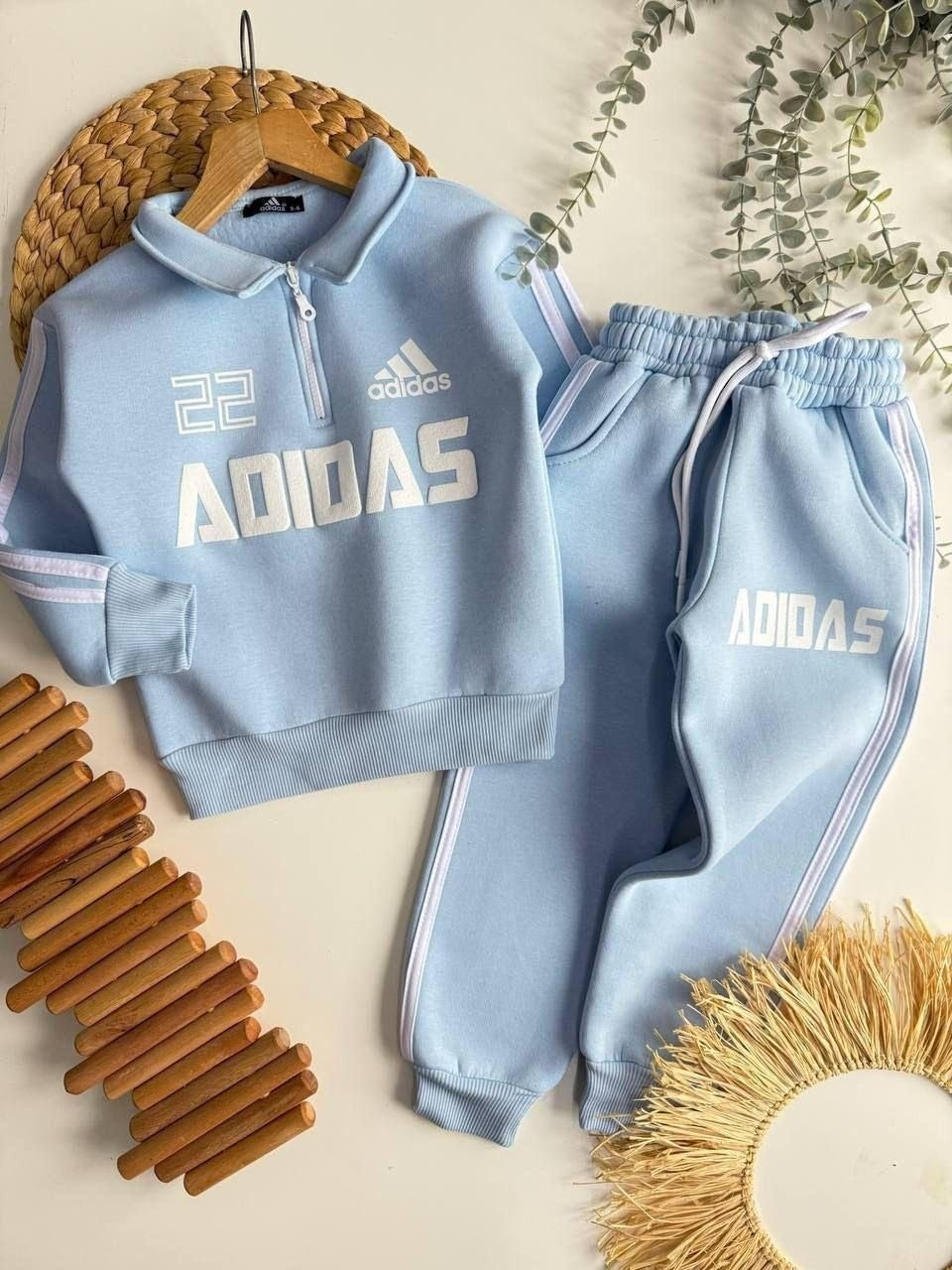 Adidas Light Blue Quarter-Zip Tracksuit Set - Boys (5-15Y)