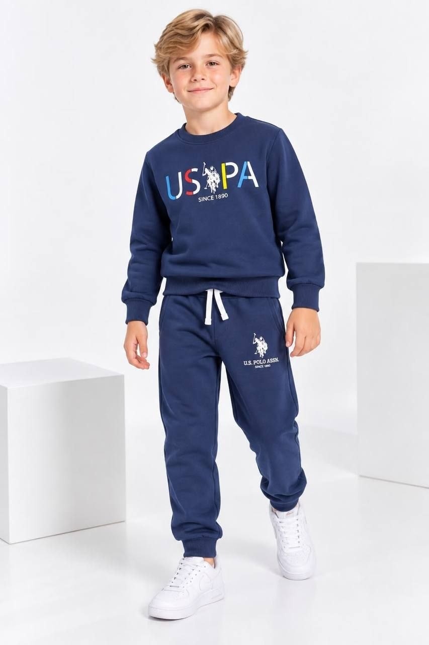 U.S. Polo Assn. Navy Blue Sweatshirt Set- Kids Boys (3 -12Y)