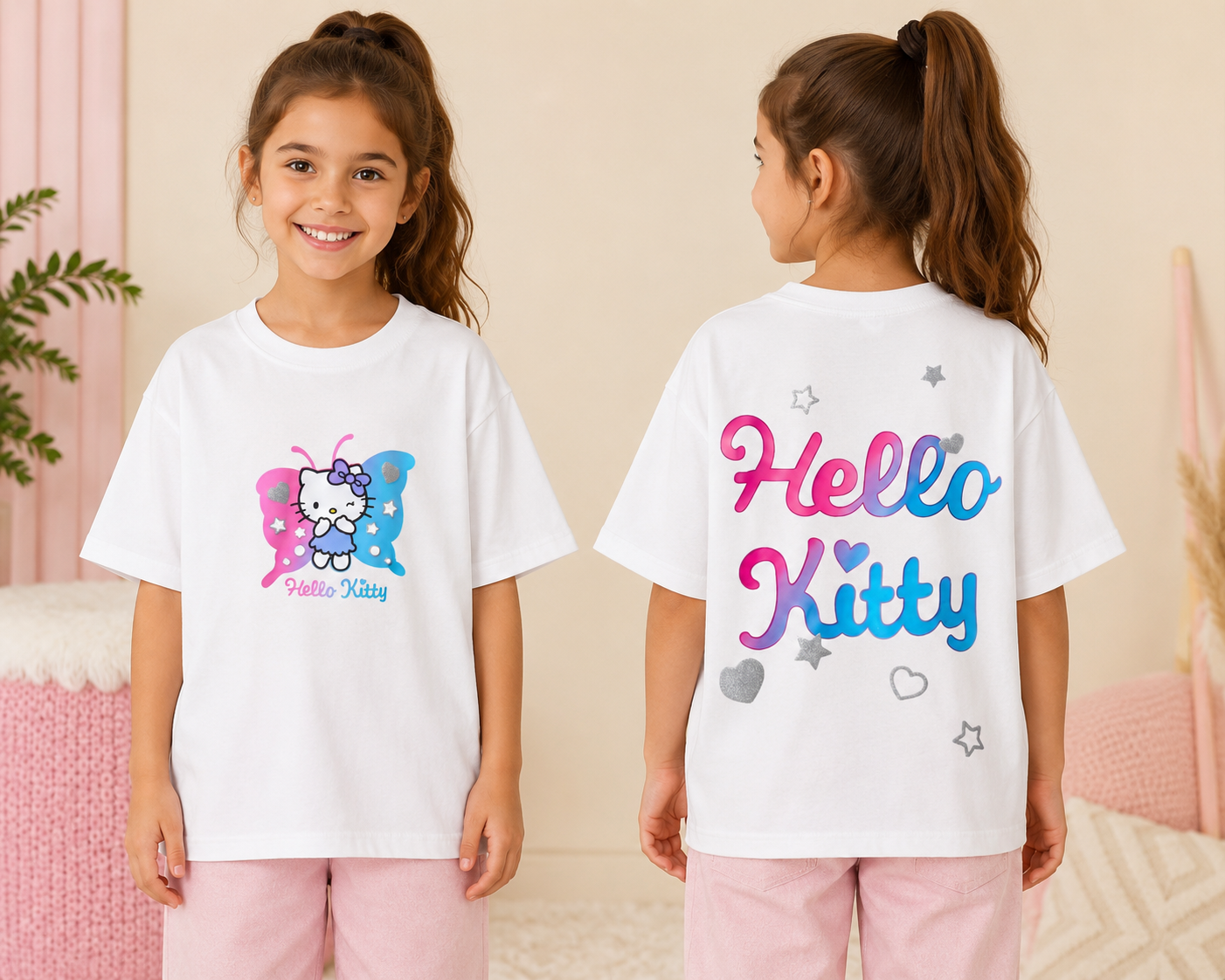 Hello Kitty Butterfly Kids  Graphic T-Shirt - Kids/Teens Girls (5 -14Y)