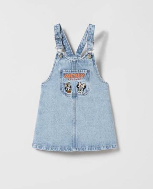 Mickey and Minnie Denim Overall Dress -  Baby/Kids Girls