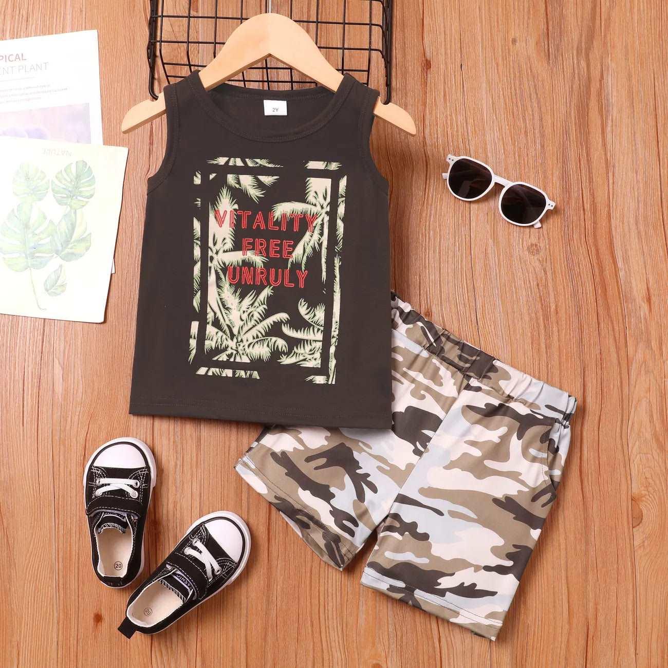 Tropical Floral Top and Pants Set - Toddler Boy (2pcs) - Novo Kids