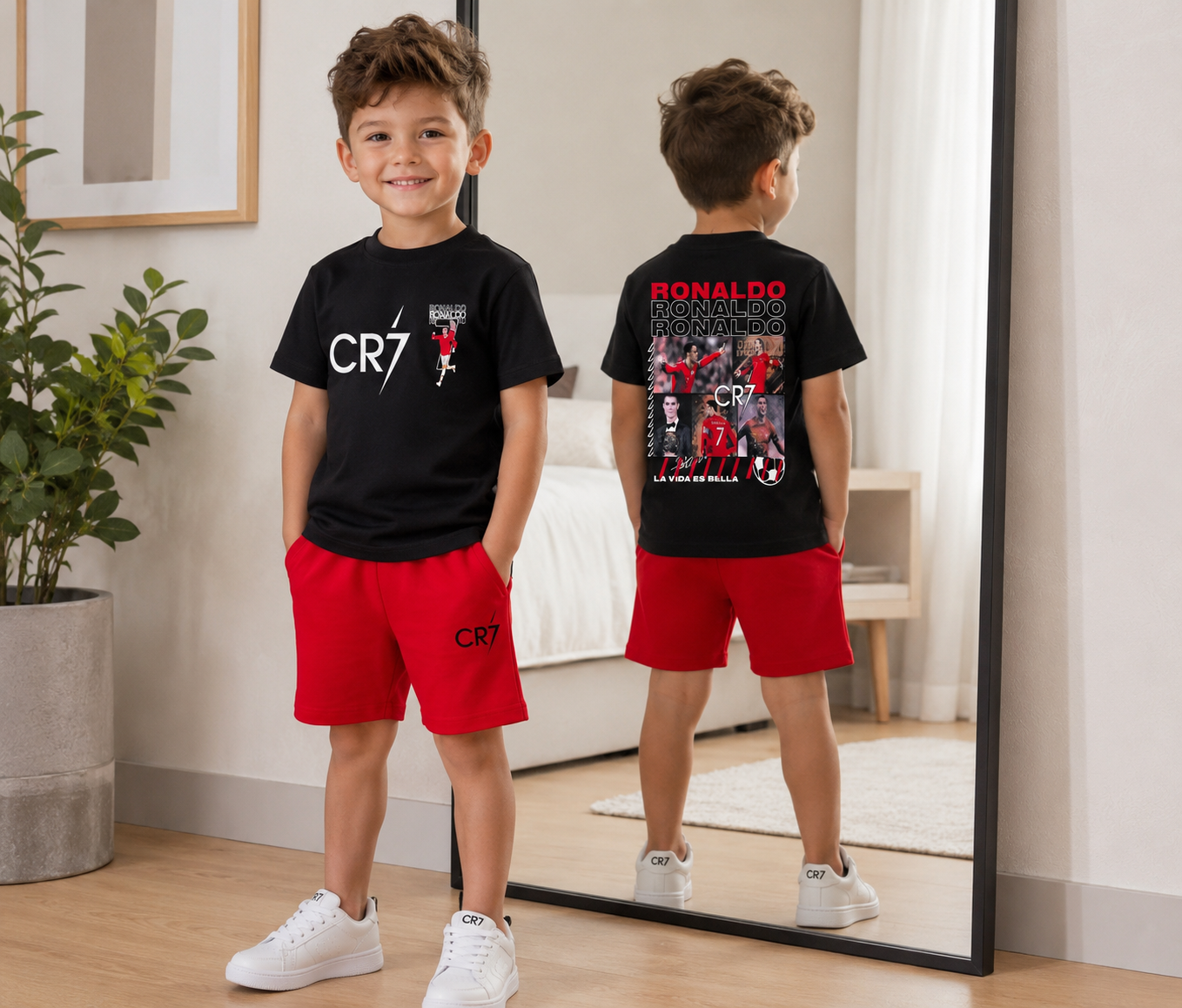 CR7 Ronaldo Two-Piece Athletic and Bold Shorts Set –– Kids Boys (Ages 3 to 10)