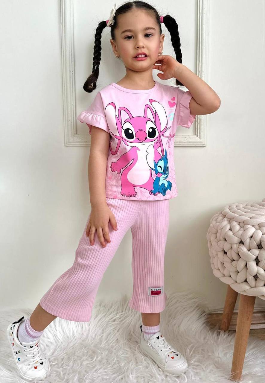Angel & Stitch “Tropical Cuties” Girls Outfit Set (Pink)- Kids Girls (2PCs)