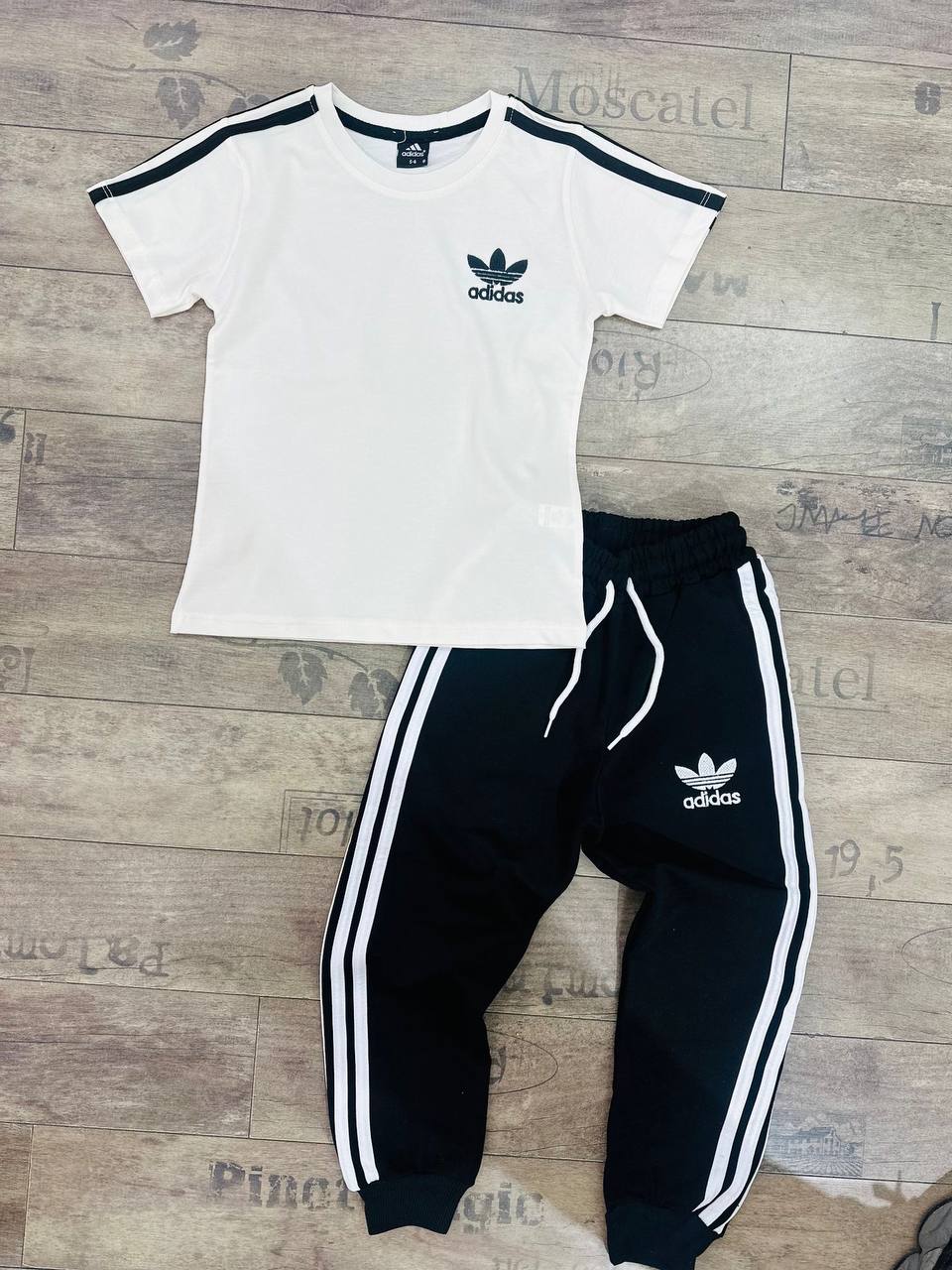 Adidas Kids’ T-Shirt and Jogger Set – Black & White - Kids Boys