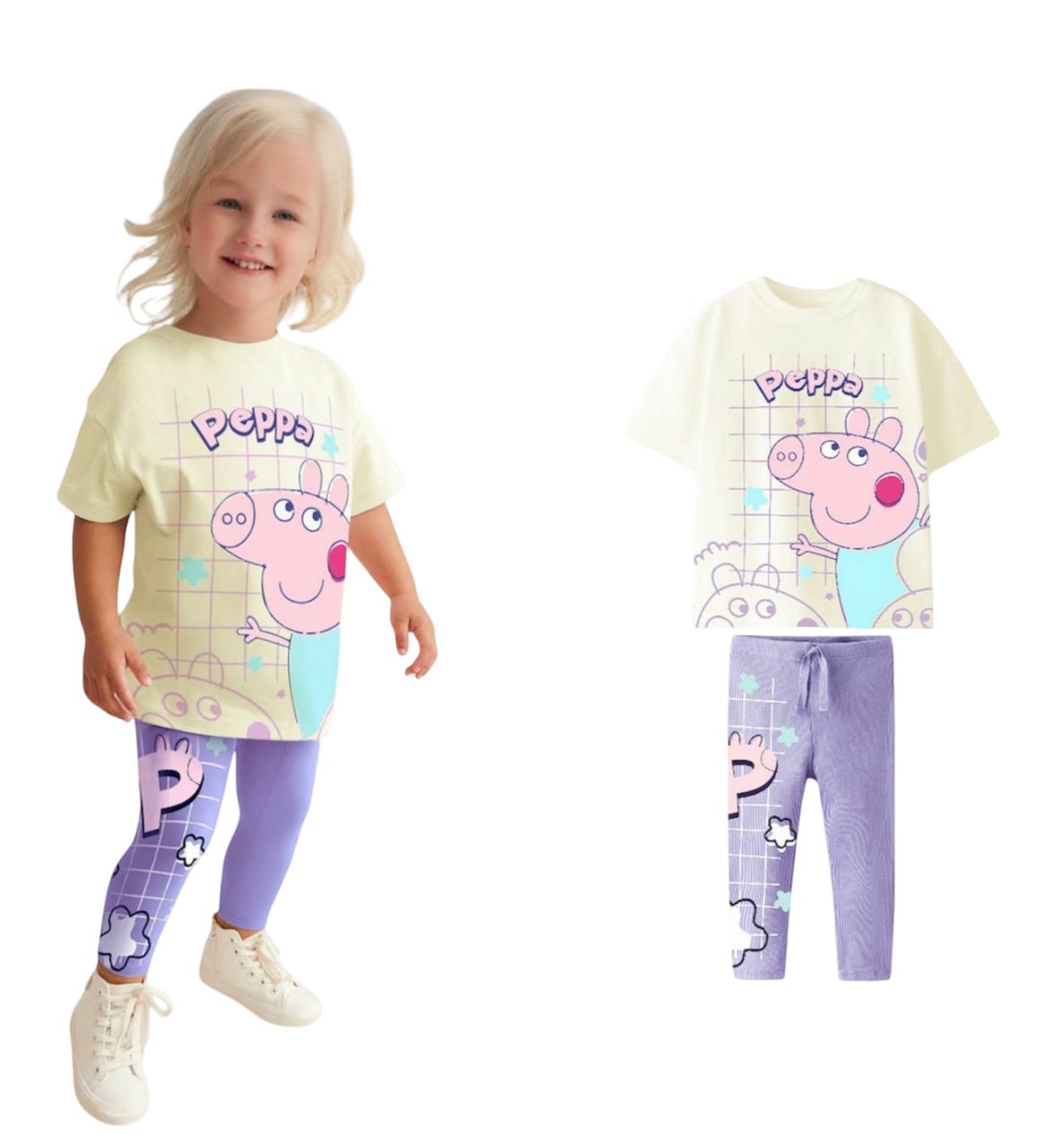 Peppa Pig Girls’ T-Shirt and Leggings Set– Kids Girls