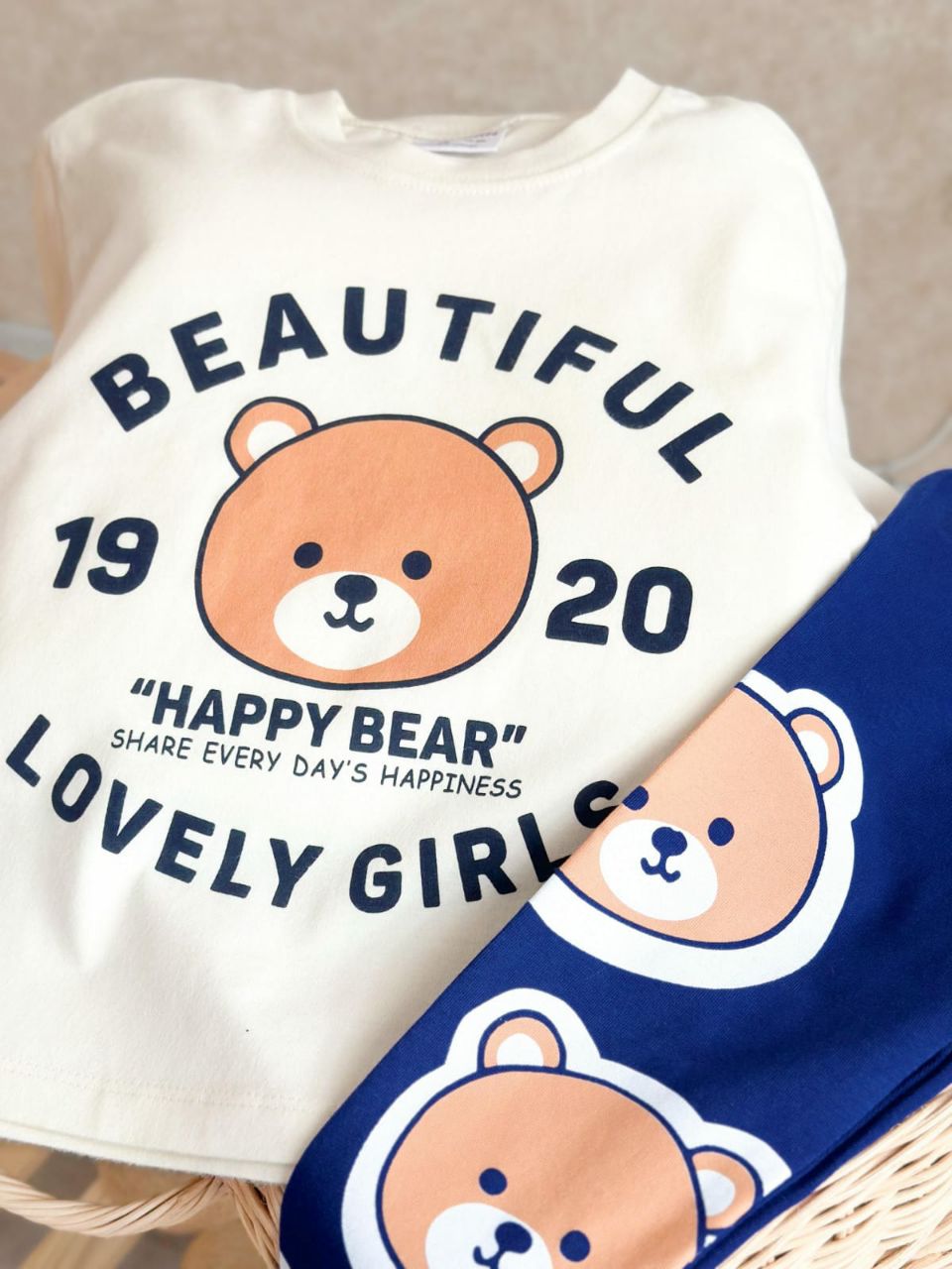 Happy Bear Girls' 2-Piece Outfit – T-Shirt and Leggings - Kids Girls