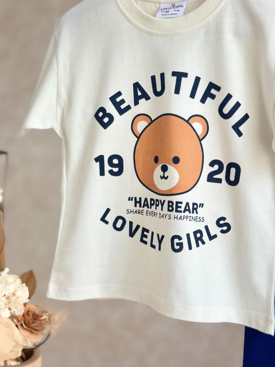 Happy Bear Girls' 2-Piece Outfit – T-Shirt and Leggings - Kids Girls