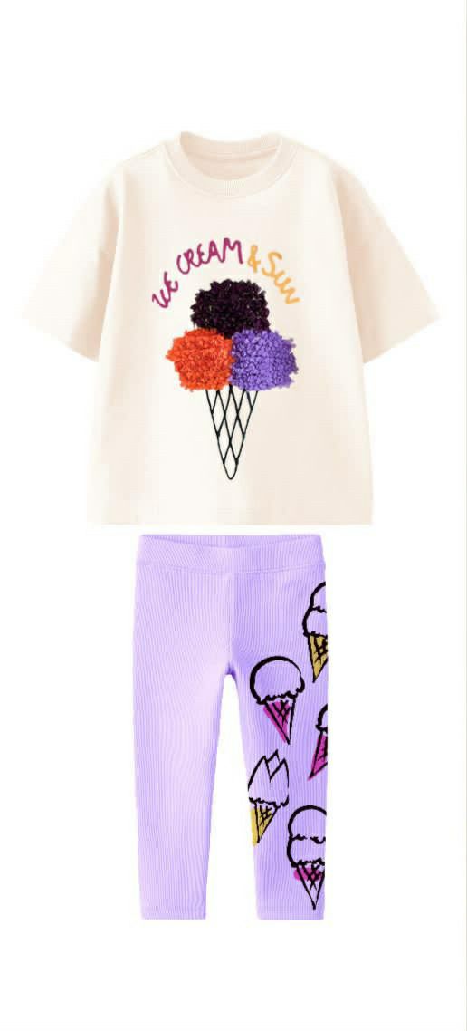 Ice Cream and Sun 2-Piece Girls' Outfit - Kids Girls