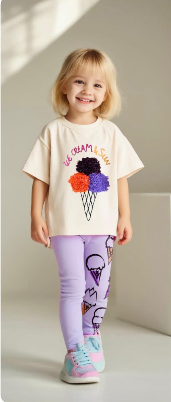 Ice Cream and Sun 2-Piece Girls' Outfit - Kids Girls