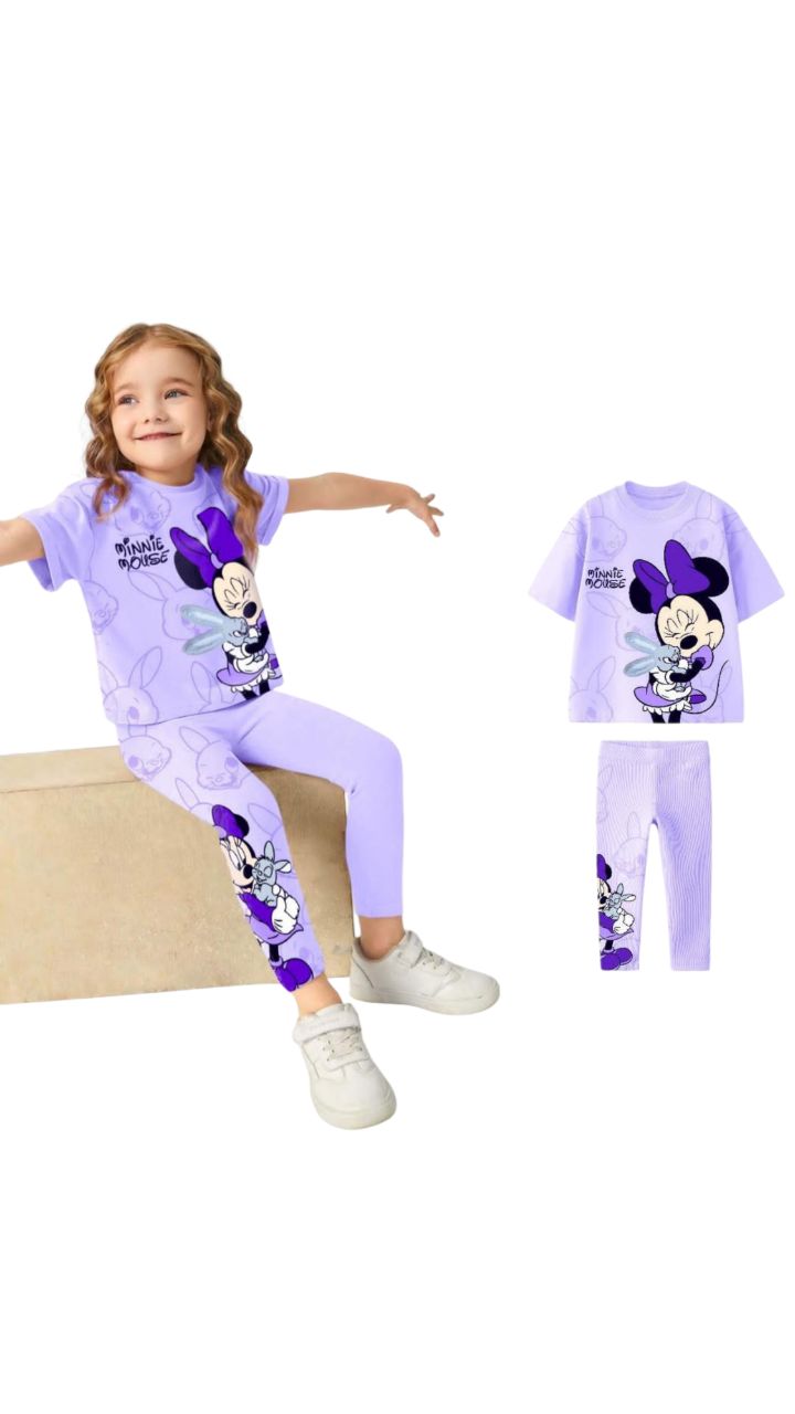 Disney Minnie Mouse Girls’ Lavender Outfit Set  - Kids Girls