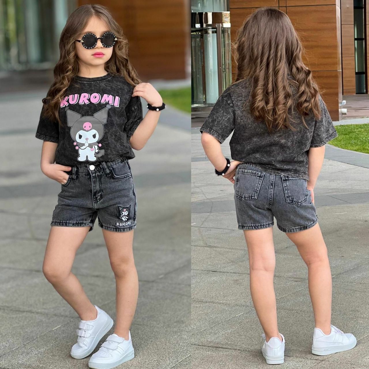 Kuromi Girls' Denim  Summer Set   -  Kids Girls