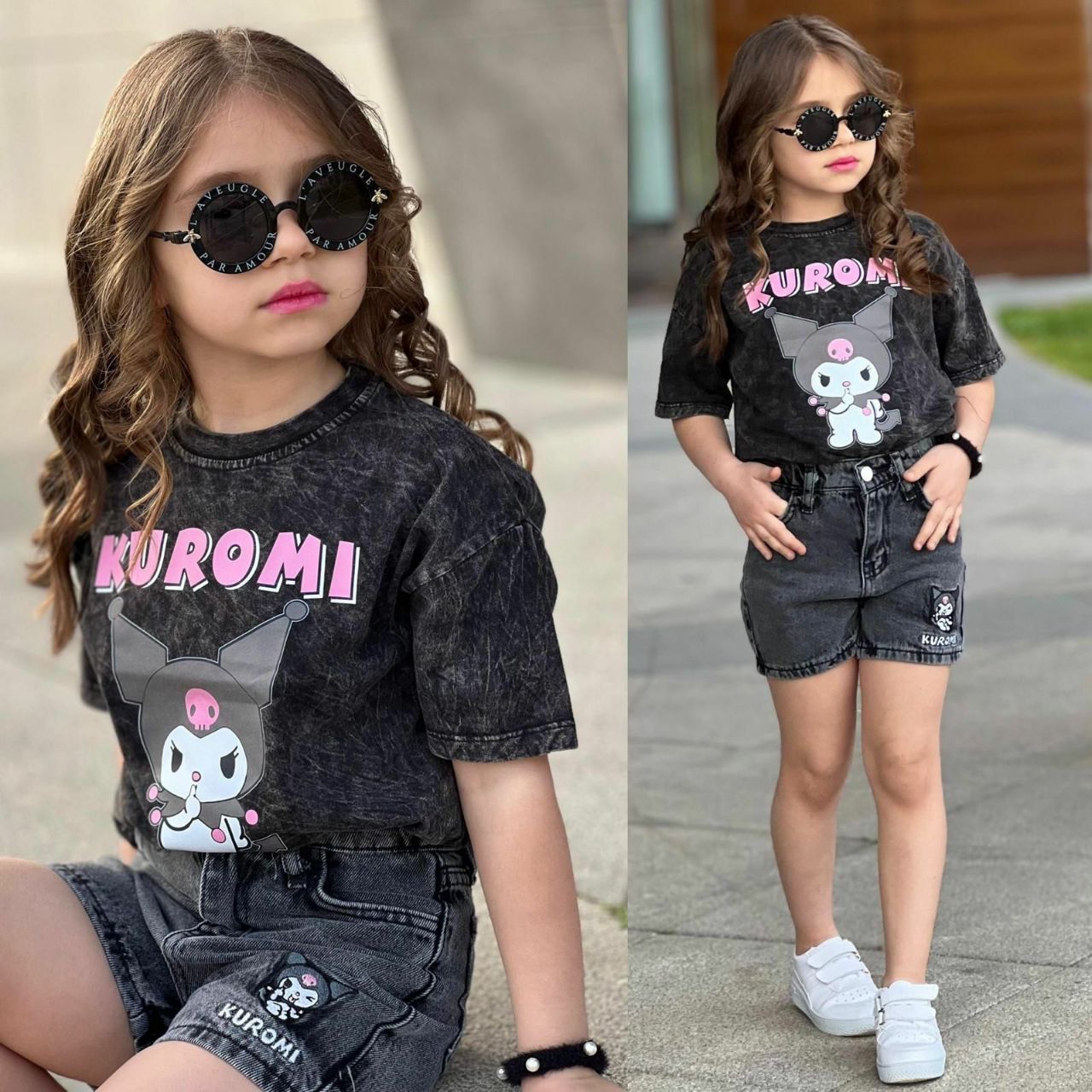 Kuromi Girls' Denim  Summer Set   -  Kids Girls