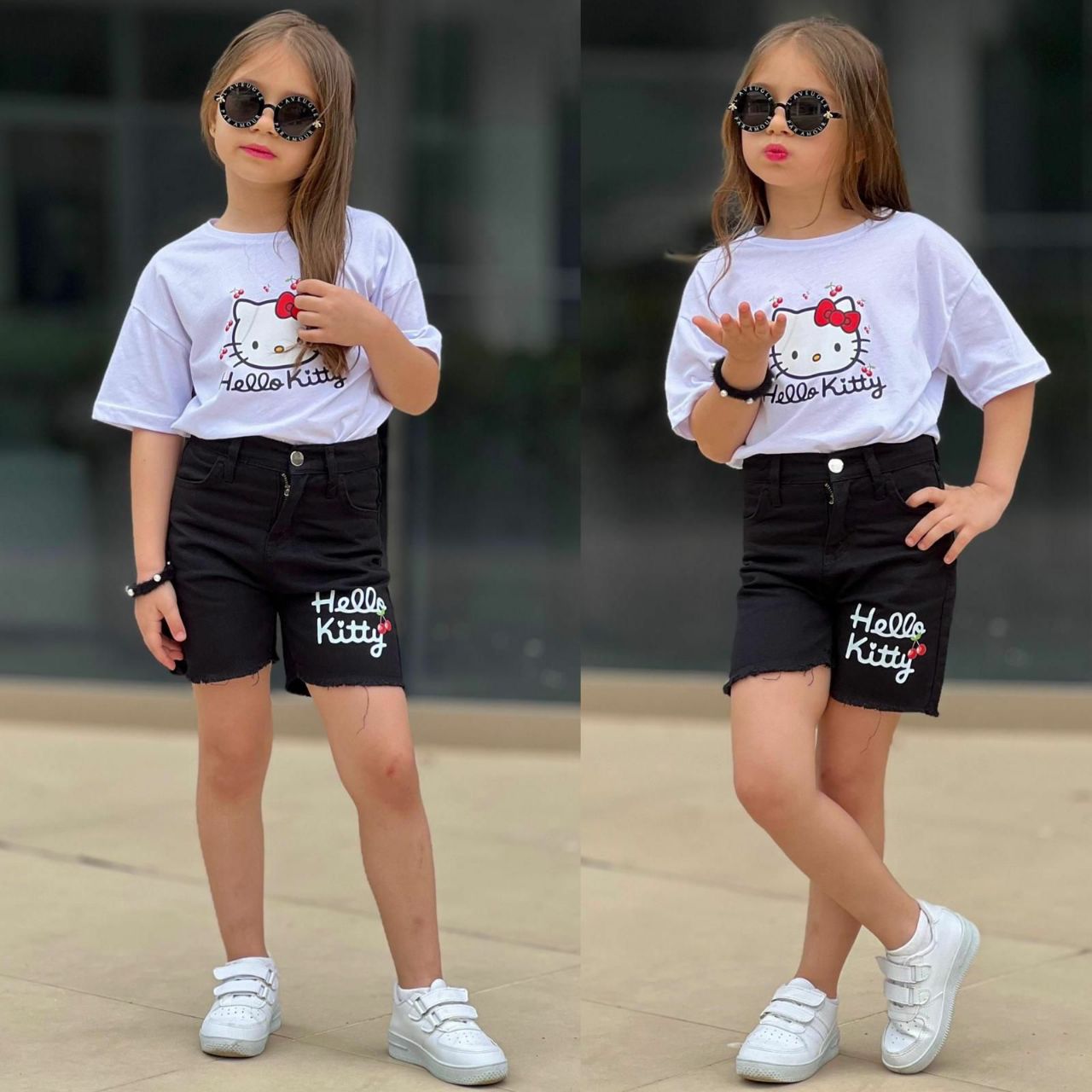 Hello Kitty 2-Piece Outfit –  White and Black - Kids Girls