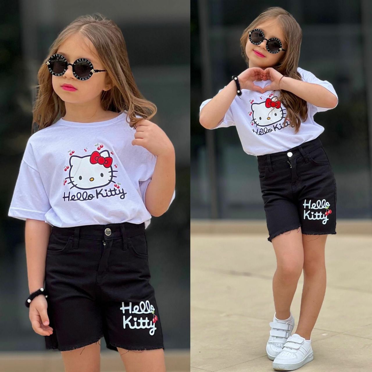Hello Kitty 2-Piece Outfit –  White and Black - Kids Girls