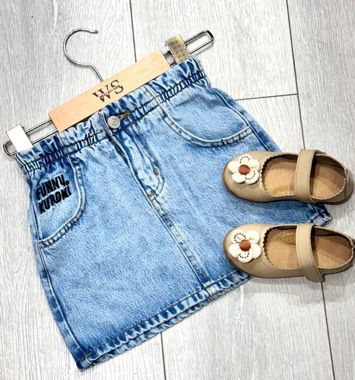 Cute Kuromi Denim Skirt -  Kids Girls