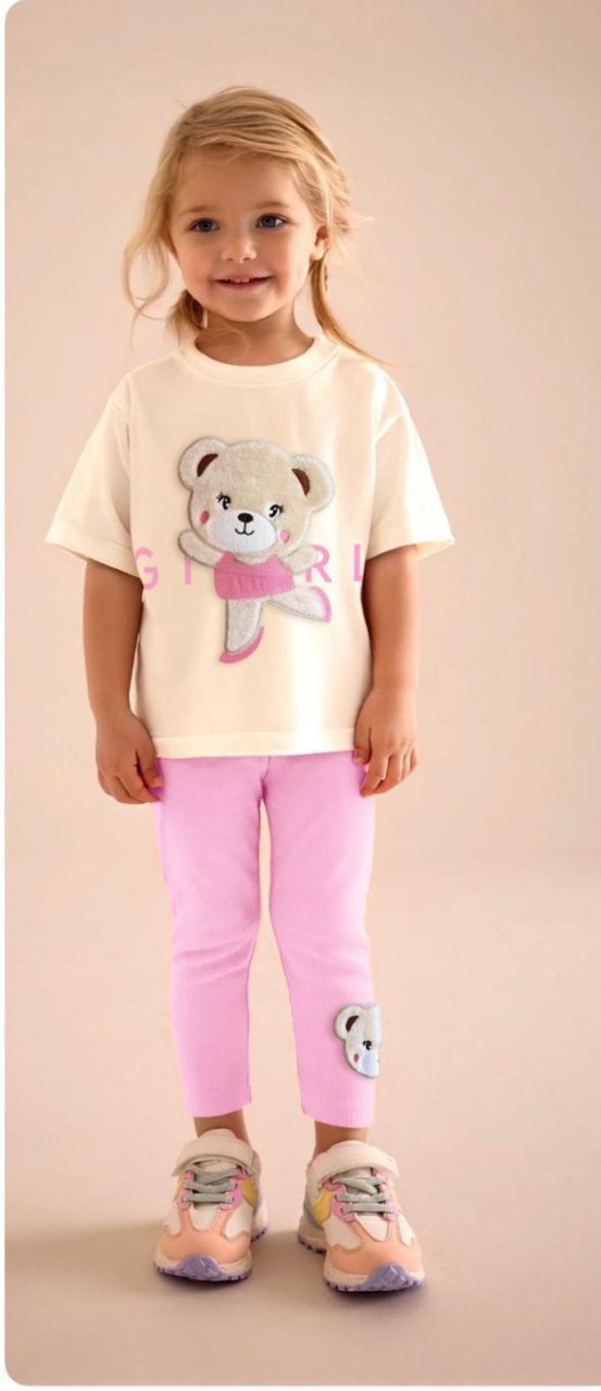 Teddy Bear T-Shirt and Leggings Set for Girls 2-Piece Set - Kids Girls