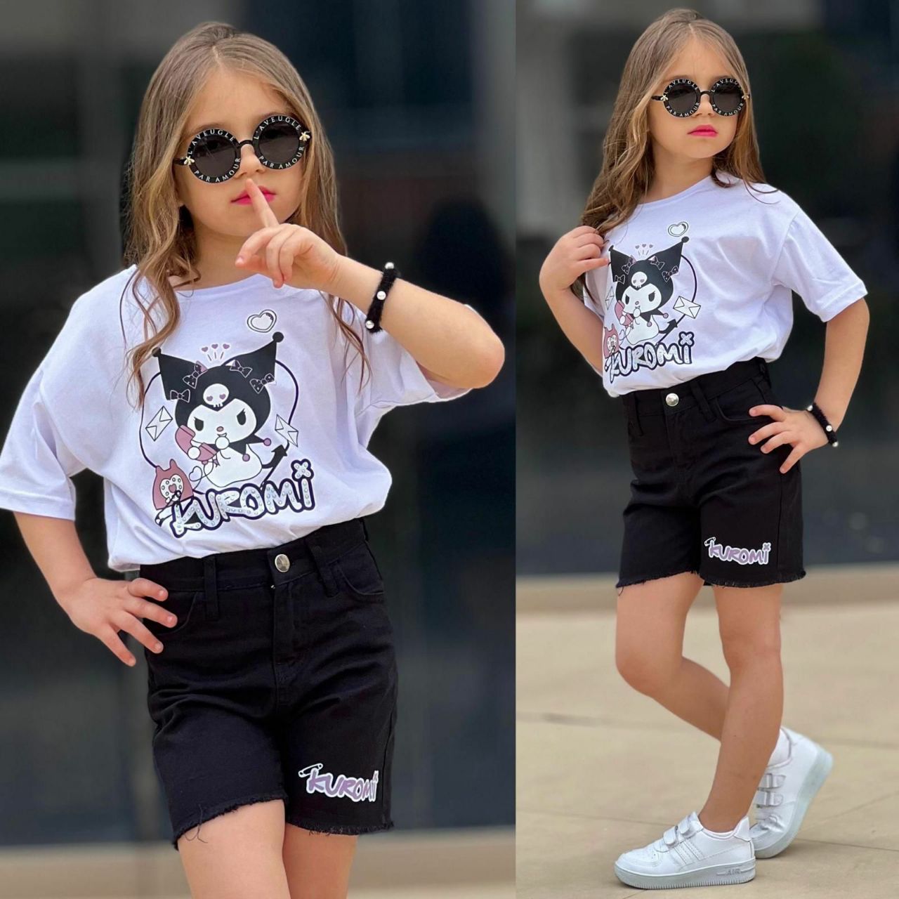 Kuromi 2-Piece Girls' Summer Set – White and Black - Kids Girls (Copy)