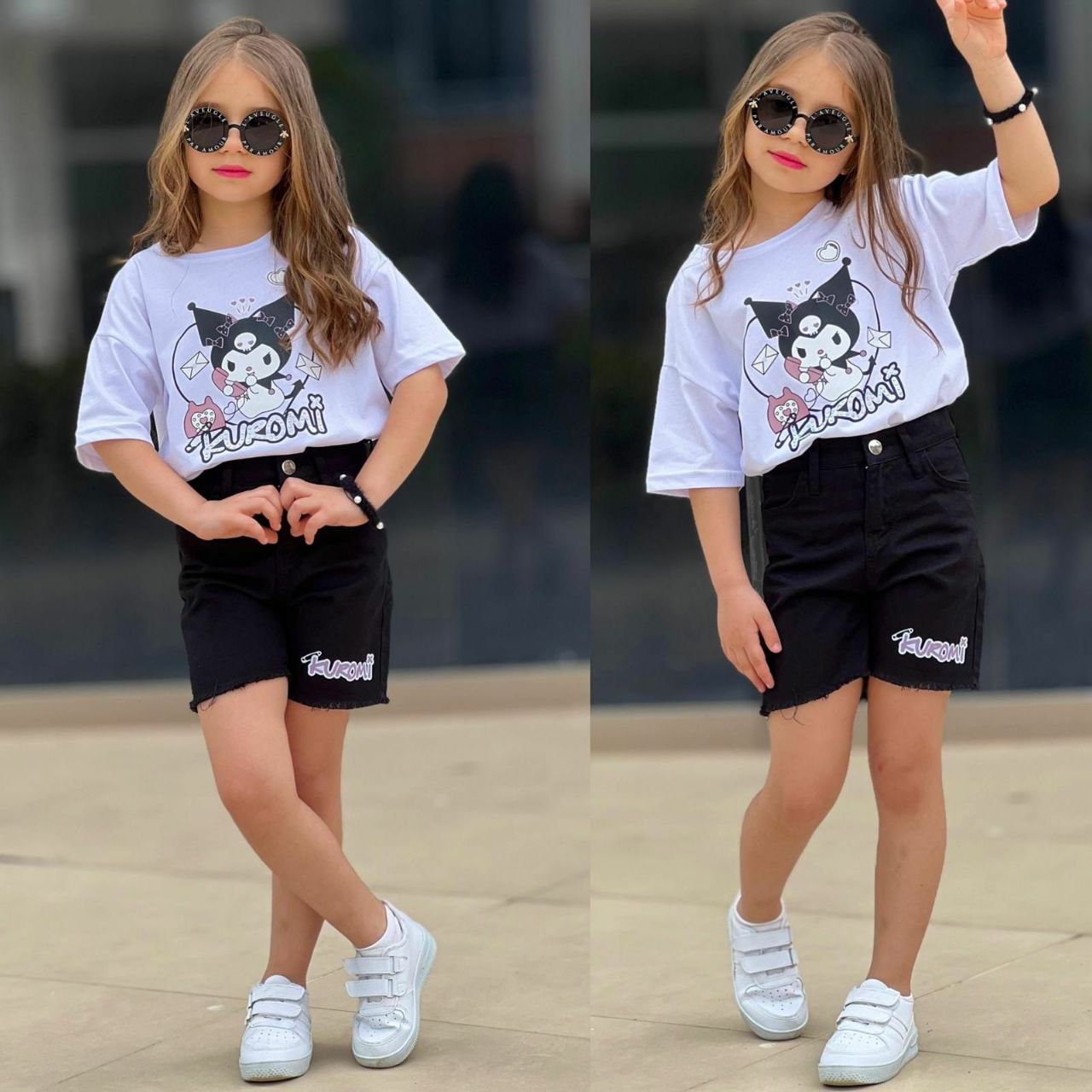 Kuromi 2-Piece Girls' Summer Set – White and Black - Kids Girls (Copy)