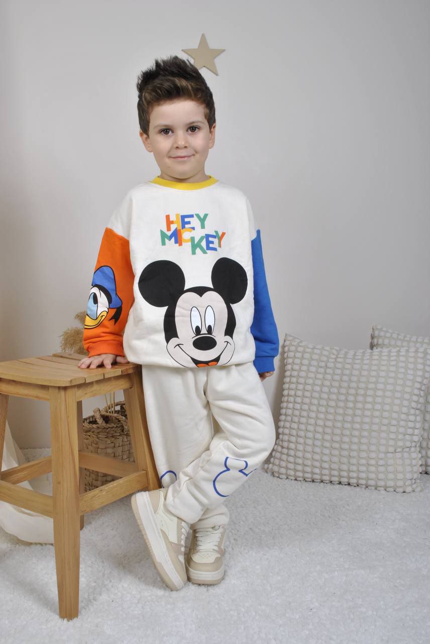 Hey Mickey Sweatshirt and Joggers Boys Cotton Set - Kids Boys (2PCs)