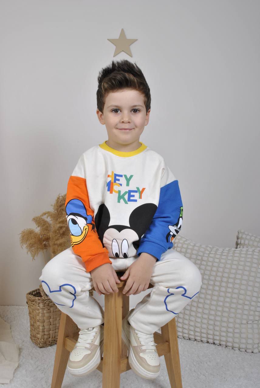Hey Mickey Sweatshirt and Joggers Boys Cotton Set - Kids Boys (2PCs)