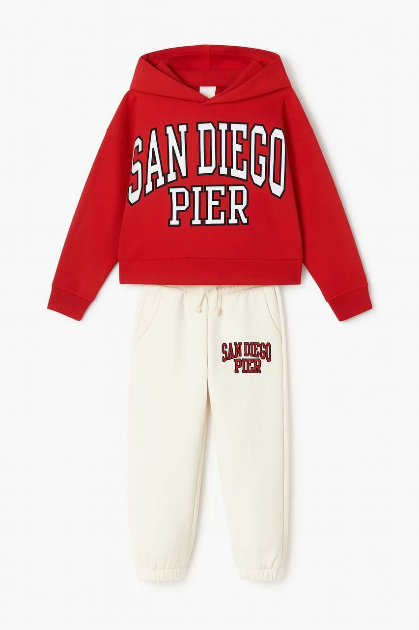 San Diego Pier Hoodie Joggers 2 Piece Tracksuit Set - Kids/Teens Girls (2PCs)