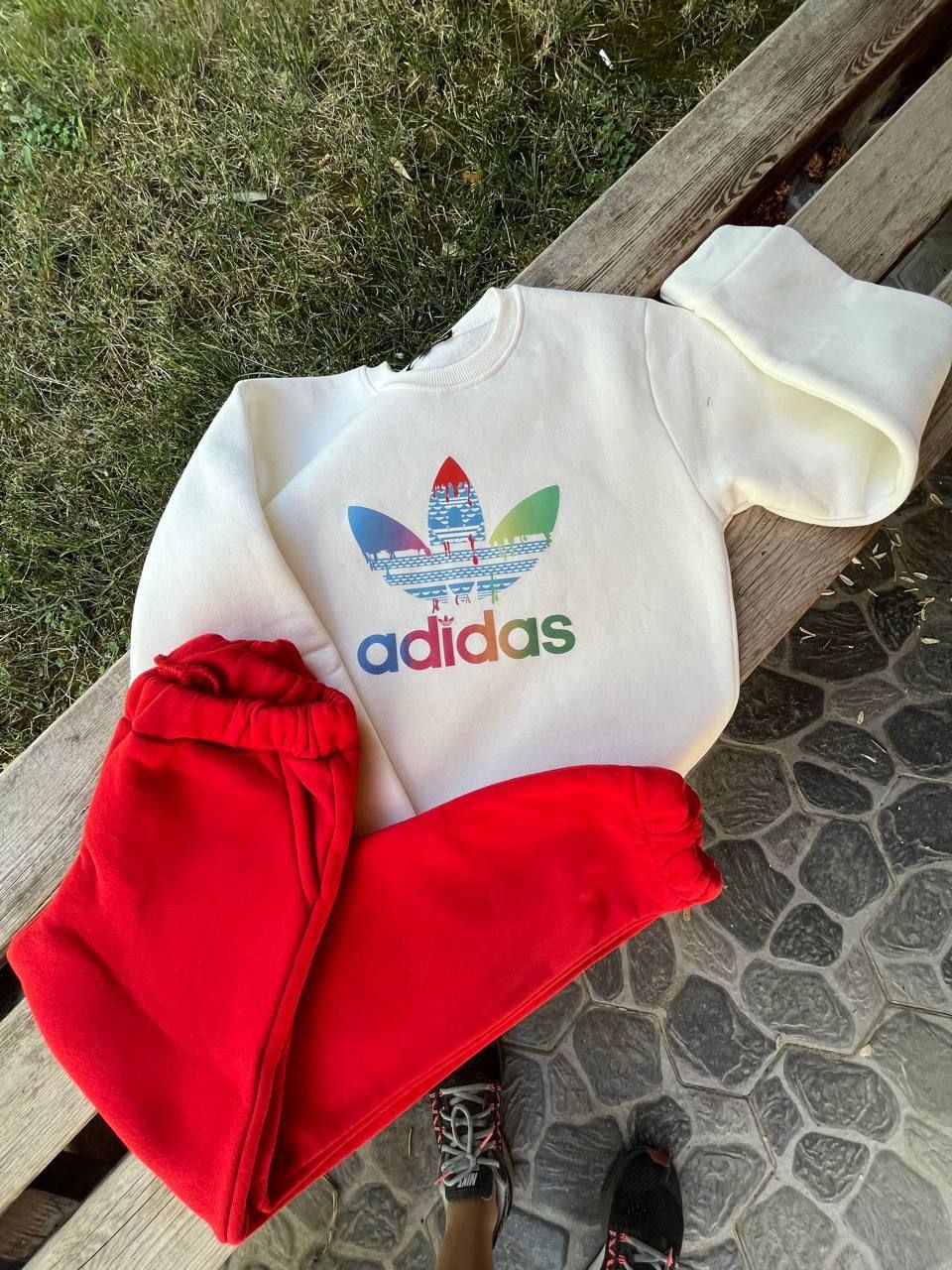 Adidas Sweatcher and Jogger Kids Red Set (Fleece Inside) - Kids Boys/Girls (2PCs)