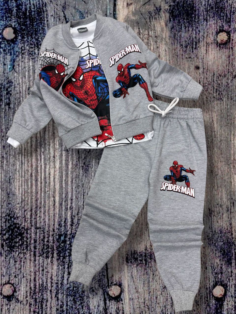 Spiderman 3-piece Kids Boys Grey Cotton Set - Kids Boys (2PCs)