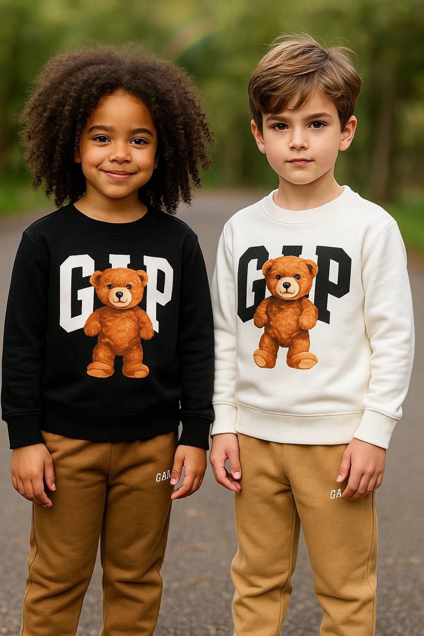 GAP Teddy Bear black/white Sweatshirt and Jogger Unisex Set - Kids Boys/Girls(2PCs)