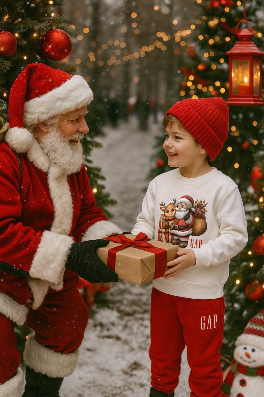 GAP Christmas Santa and Reindeer White and Red Tracksuit Set - Kids Boys/Girls (3-12Y)