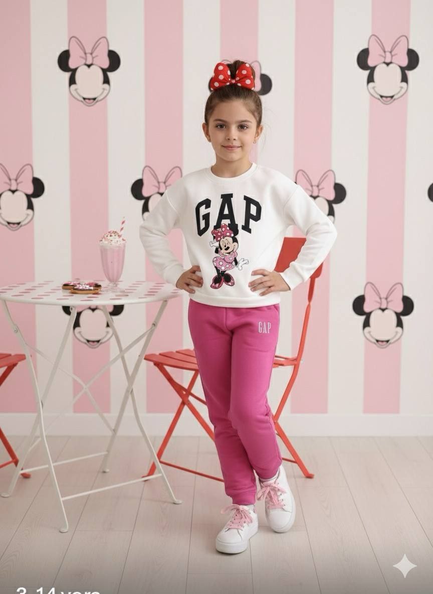 GAP Minnie Mouse Sweatshirt and Jogger Kids Set (Fleece Inside) - Kids Girls (2PCs)
