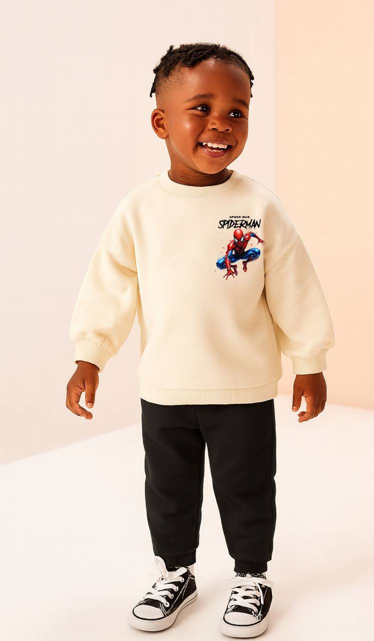 Spiderman Kids Boys beige Cotton Set - Kids Boys (2PCs)