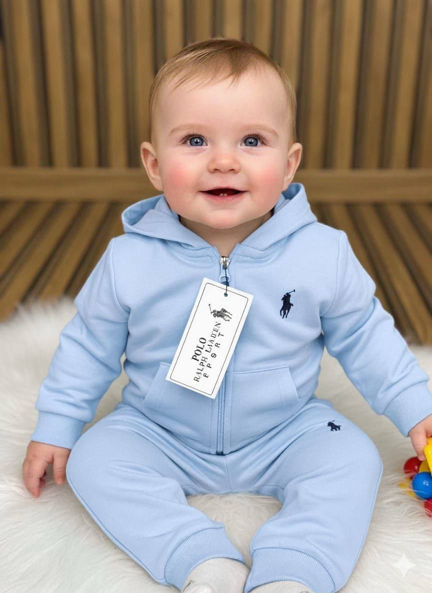Polo Ralph Lauren Baby Soft Hoodie Light Blue Tracksuit- Baby Boys (0 to 24M)