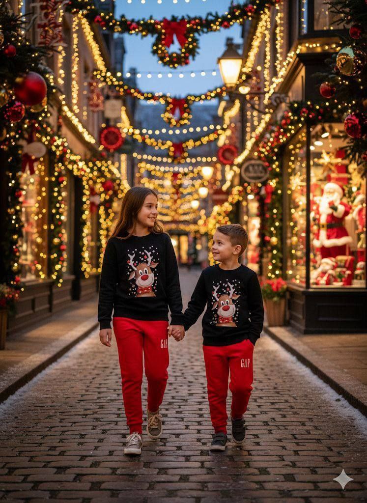 GAP Black and Red Reindeer Christmas Tracksuit Set- Kids Boys/Girls (3-12Y)