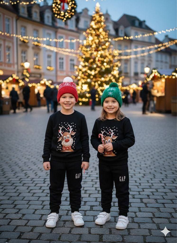 GAP Black Reindeer Christmas Tracksuit Set- Kids Boys/Girls (3-12Y)