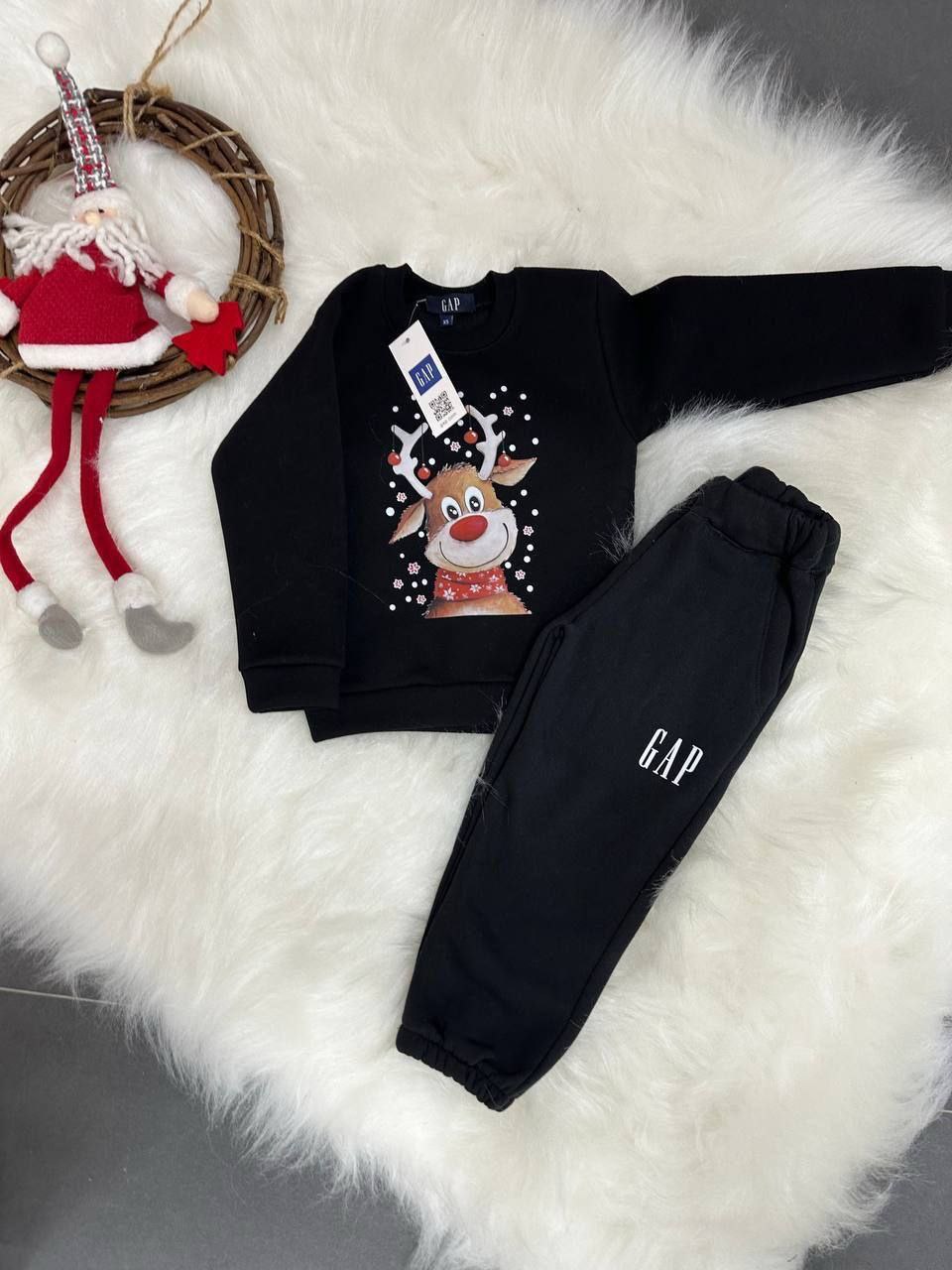 GAP Black Reindeer Christmas Tracksuit Set- Kids Boys/Girls (3-12Y)