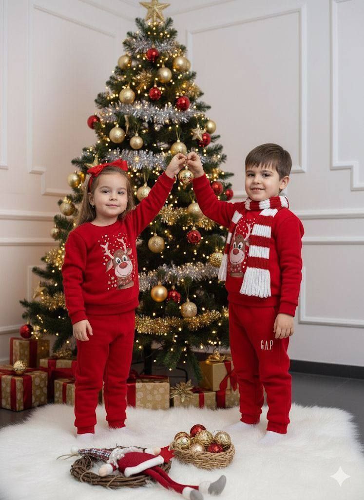 GAP Red Reindeer Christmas Tracksuit Set- Kids Boys/Girls (3-12Y)
