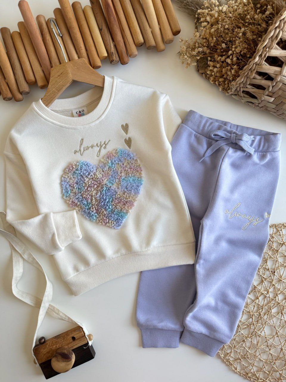 Cozy “Always” Heart girl Set (Fleece Inside) - Kids Girls (2-8Y)