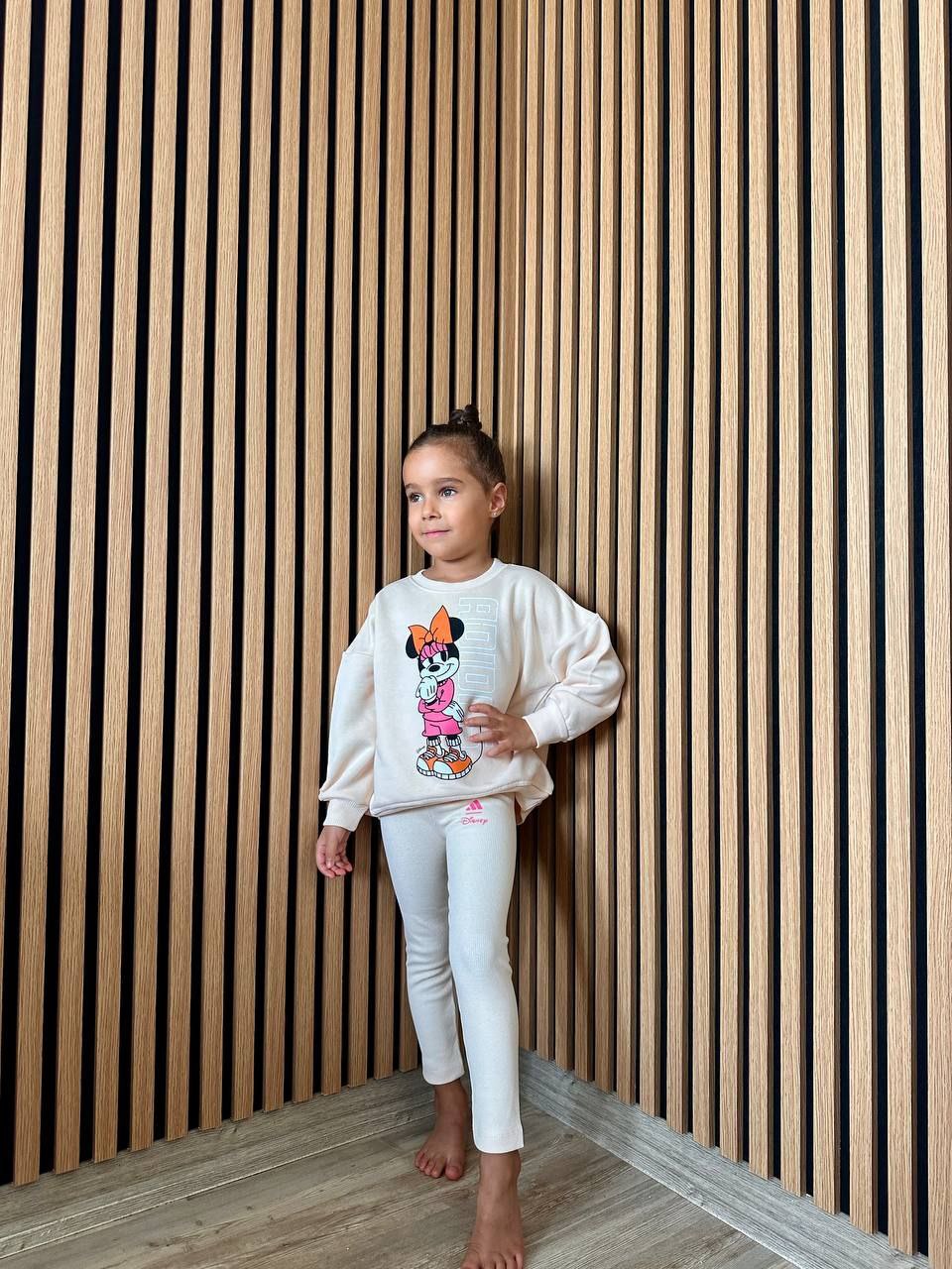 Minnie Mouse Beige Sweatshirt and Leggings Girls Set - Kids Girls(2PCs)