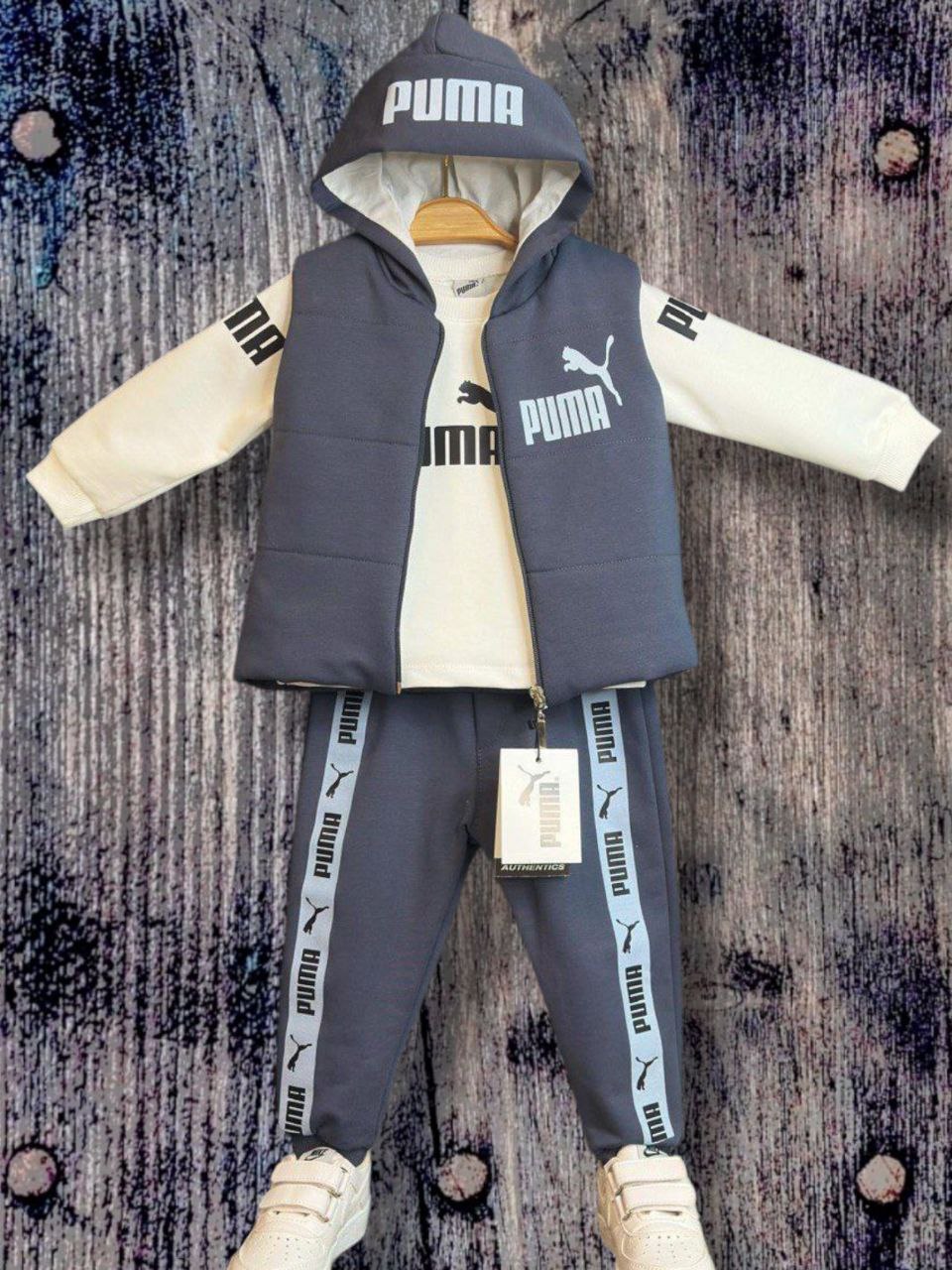 PUMA Baby Boys 3-Piece Grey Winter Outfit Set - Baby Boys (0-24M)