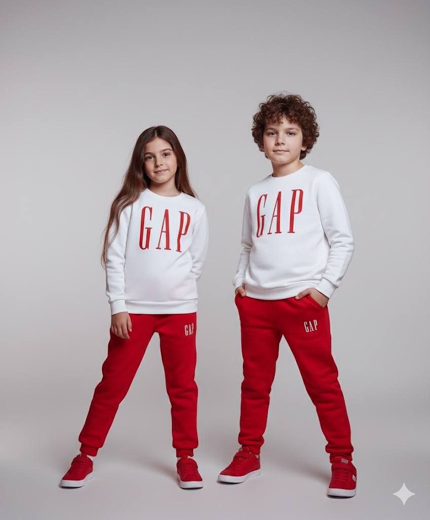 GAP White and Red Sweatshirt and Jogger Kids Set - Kids Boys/Girls (3-12Y)
